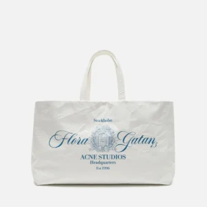 Leather tote with logo
